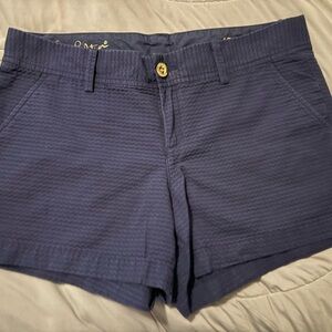 Lilly Pulitzer Navy Callahan Textured Flat-Front Shorts